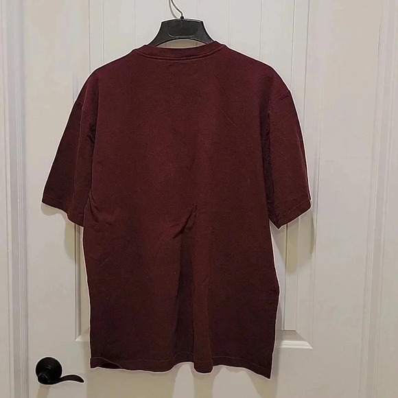 Carhartt Pocket Henley Burgundy Tshirt Size Large Tall Loose Fit - Picture 5 of 7